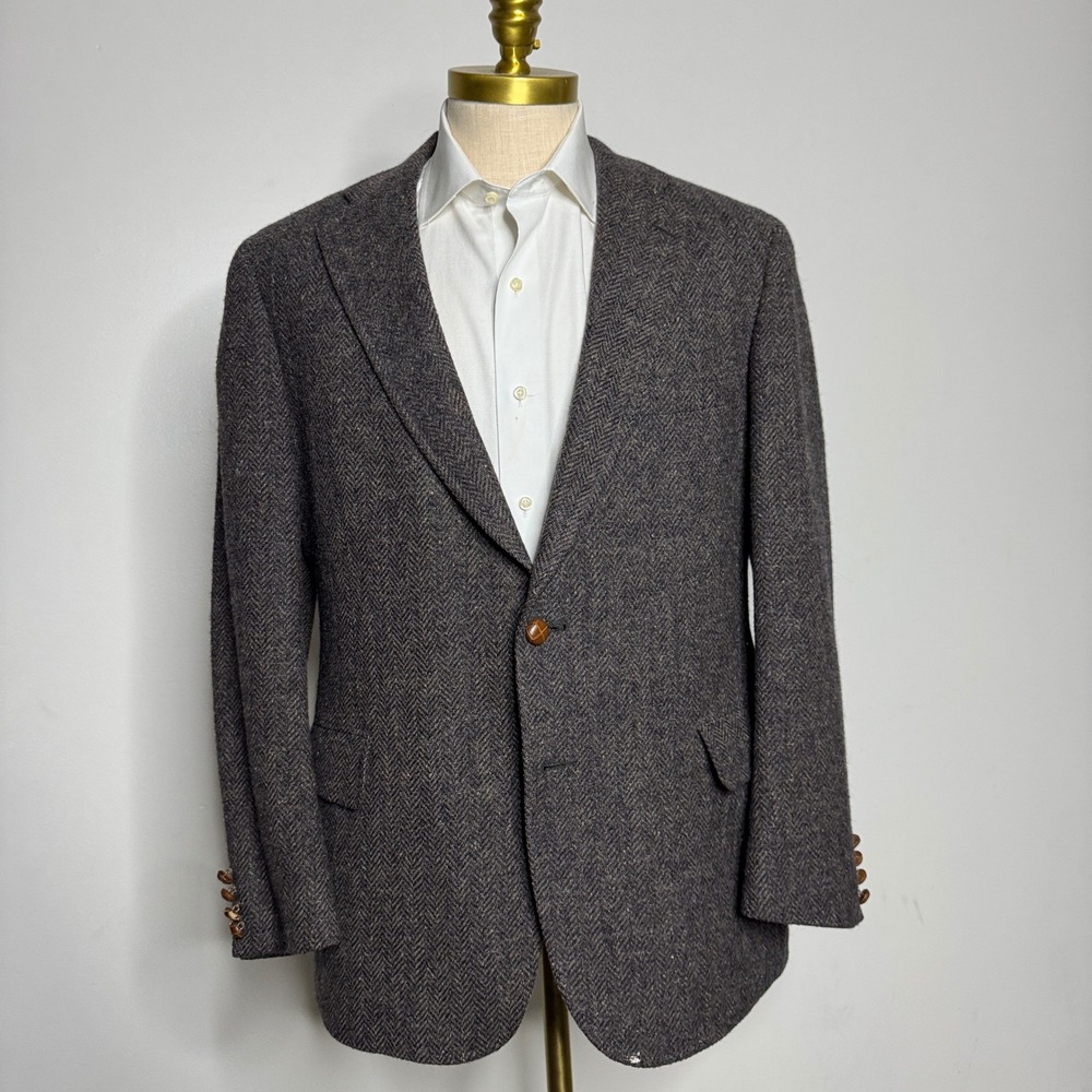 Donald Brooks Herringbone Wool 44R Blazer Men's Brown‎ Classic Sport Coat